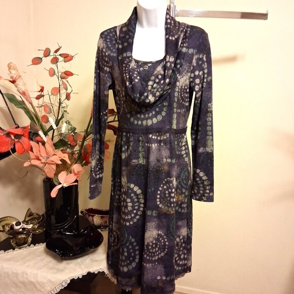 NWT I.AM.GIA Women’s Elegant Purple Printed Long Sleeve Midi Dress Size 38 - Picture 7 of 11